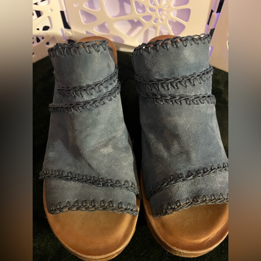 Blue Suede Women's Slide Sandals